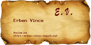 Erben Vince névjegykártya